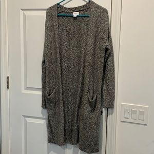 Long Gray Slouchy Cardigan with Pockets
